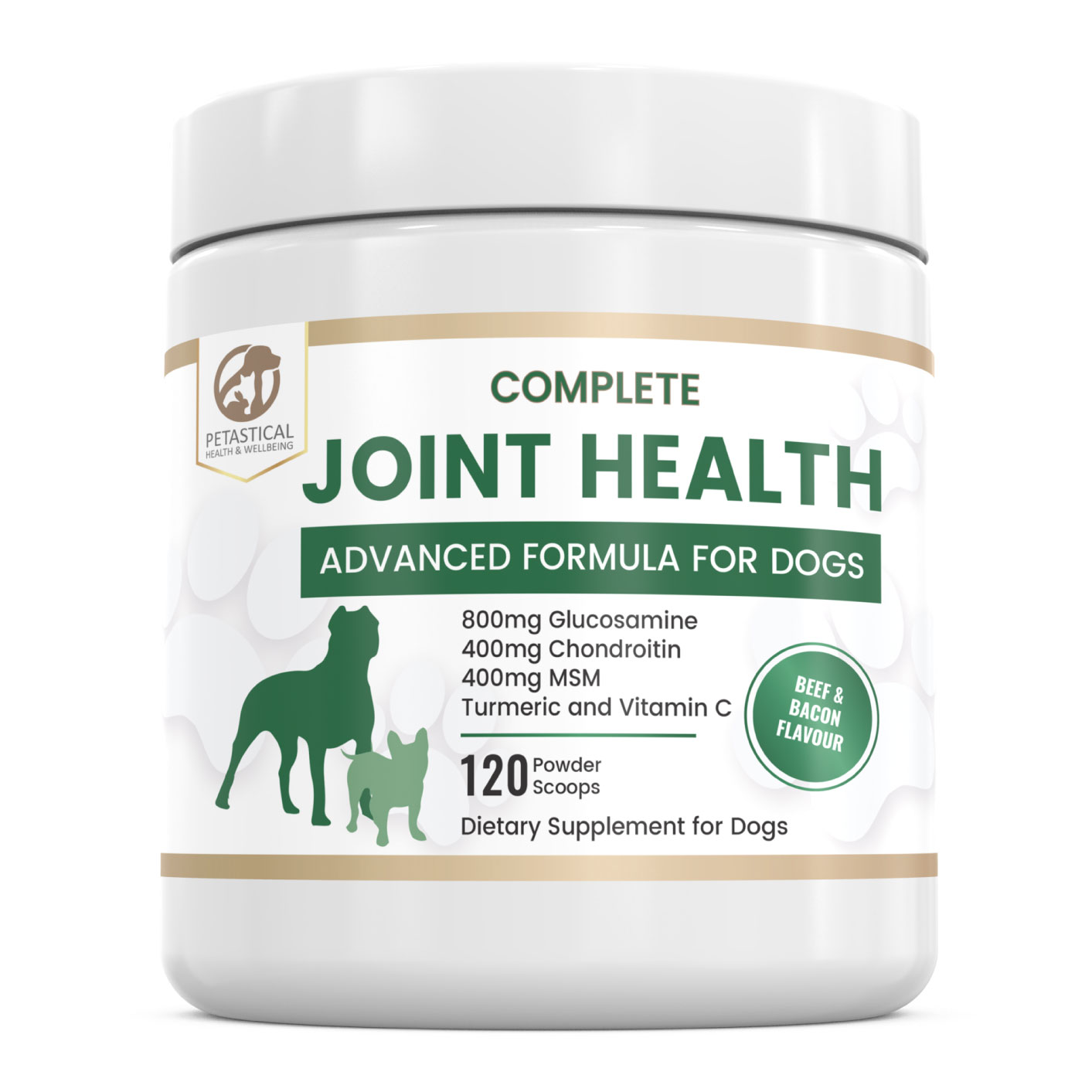 Petastical Hip and Joint Powder Supplement for Dogs (120 Scoops) Petastical