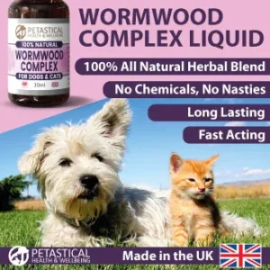 Wormwood for Dogs, Natural Dog Wormer, Cat Wormer Liquid, Dog Worming Tablets Alternative