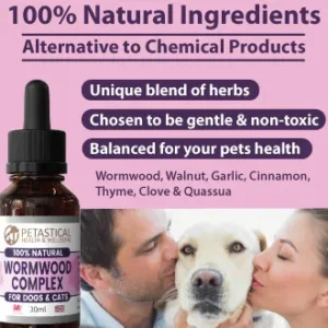 Wormwood for Dogs, Natural Dog Wormer, Cat Wormer Liquid, Dog Worming Tablets Alternative